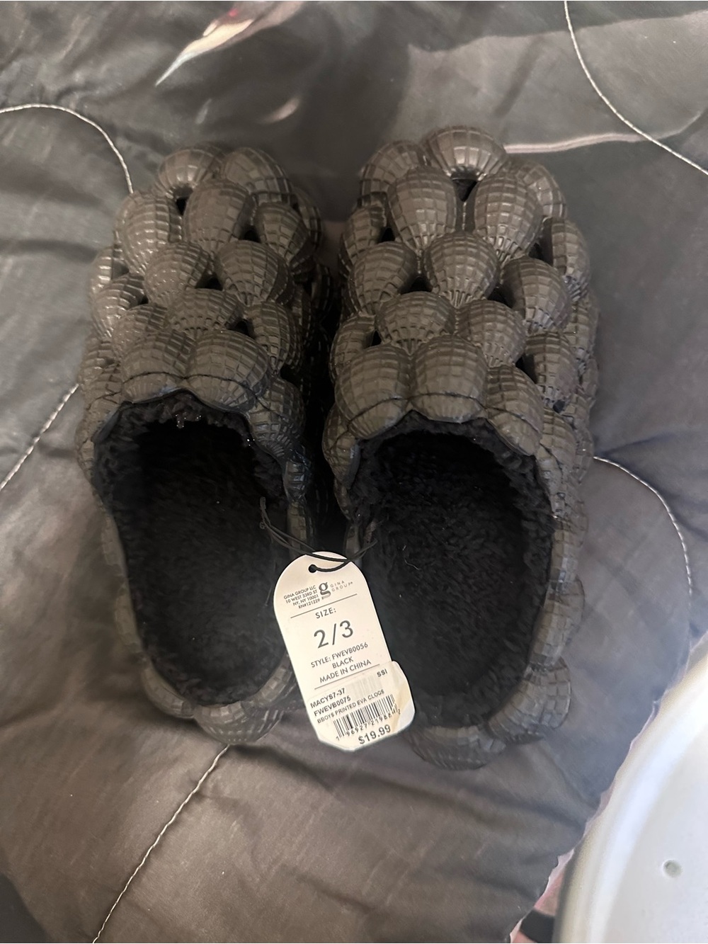 George Black Bubble Knit Cozy Slip-Ons